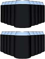 PartyPrints 25 Pack Black Blank Can Cooler Sleeves, Customizable Bulk Insulated Foam for Beer, Collapsible Plain Drink Holder, Cold Soda Insulator, 12oz Regular, 16oz Tall Cans