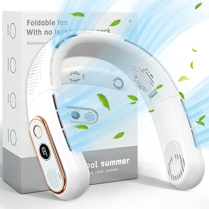 Andwing Portable Neck Fan, 4 Turbo 6000mAh Foldable Bladeless Neck Fan