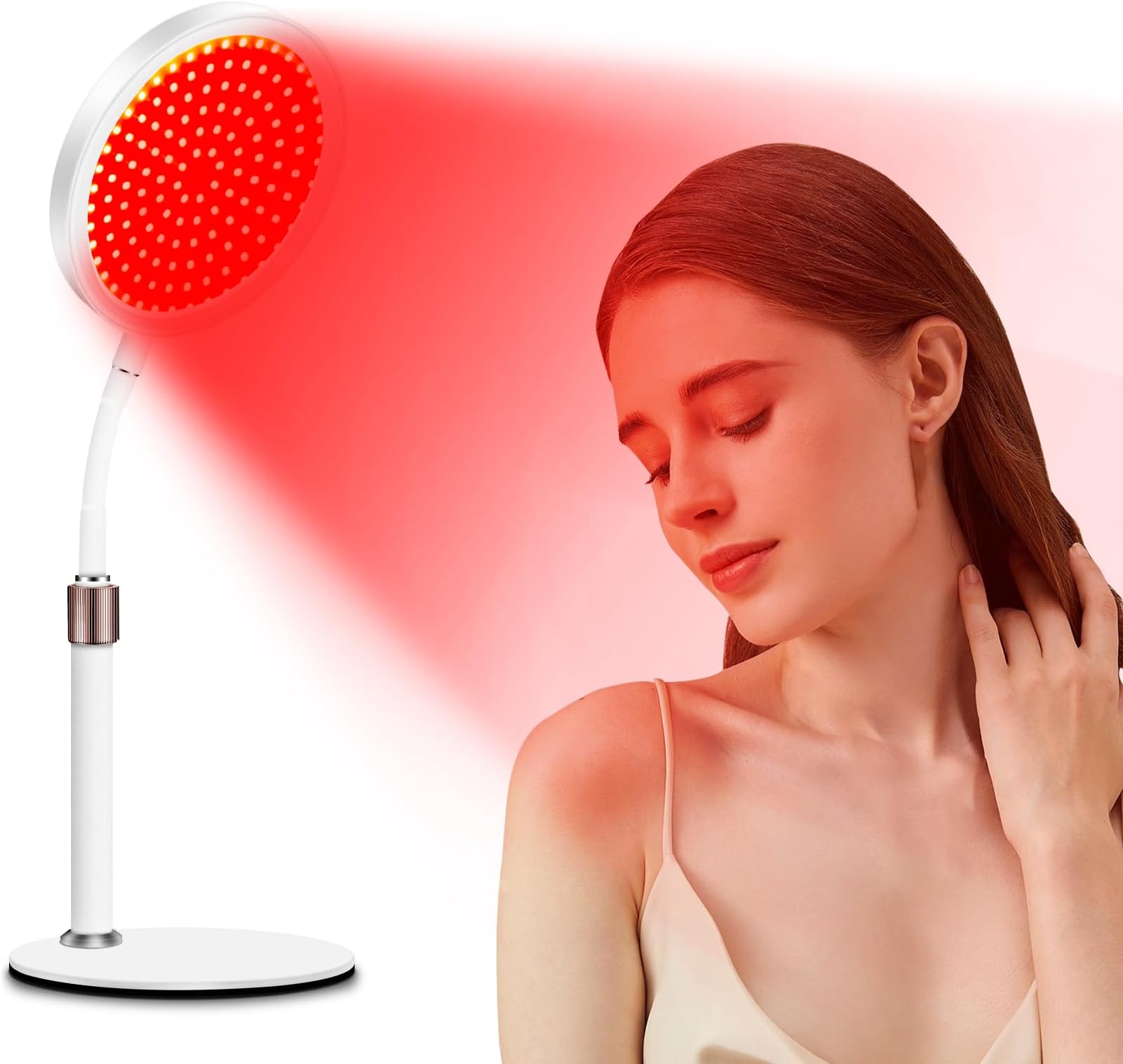 Red Light Therapy Device with Base, 660nm Red Light & 850nm &940nm Near Infrared Therapy Lamp with Timer, for Body at Home