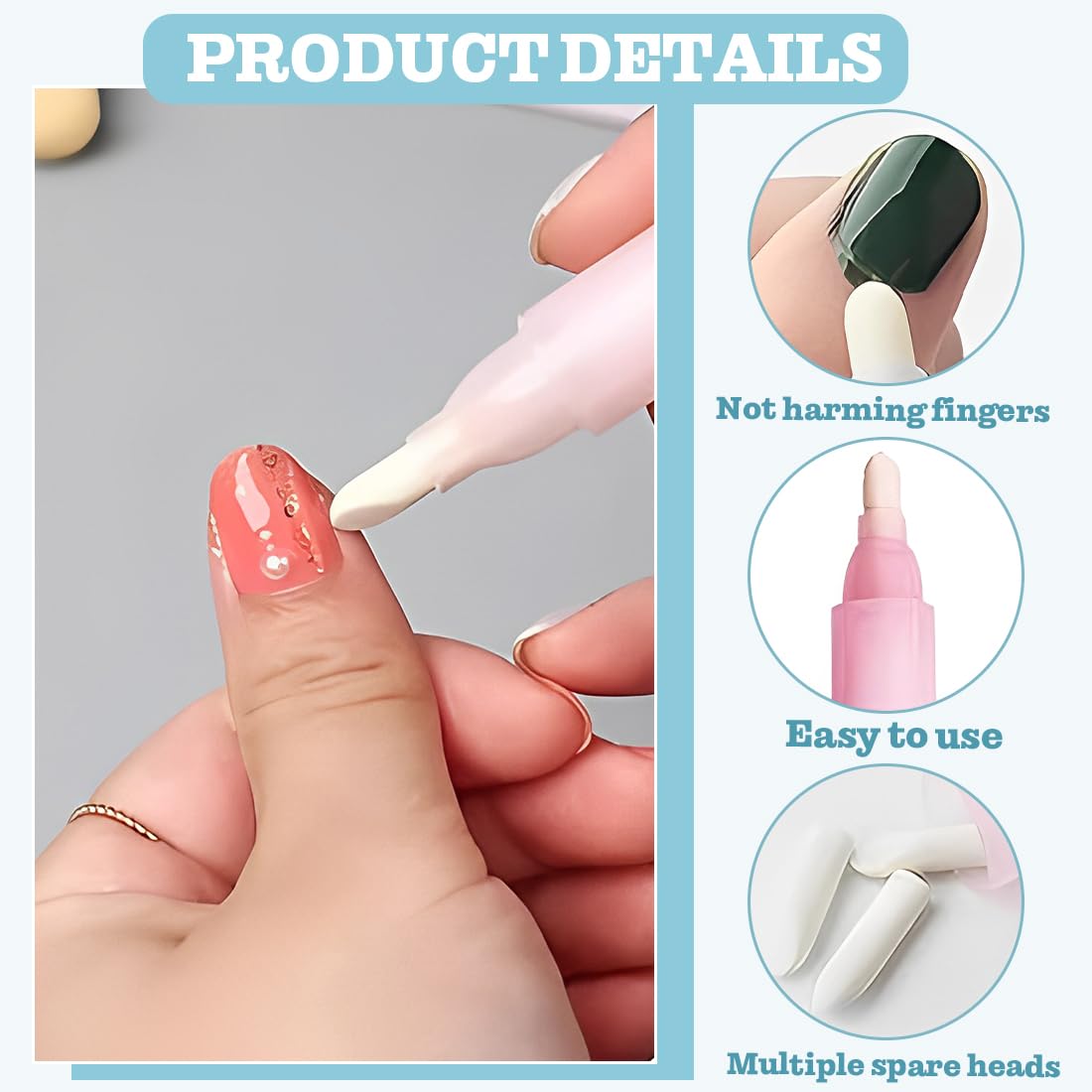 4 Pezzi Penna Correttore Smalto con 12 Punte di Ricambio Rimozione Smalto per Unghie Senza Solvente, Nail Remover Correzione Pen, Pennello Correggi Smalto per Unghie