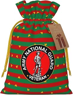 ZDHGAEW United States Army National Guard Veteran Christmas Gift Bags, Santa Wrapping Bags, With Drawstring And Tags Reusable, Xmas Presents Bag, Holiday Party Favors, Birthday & Christmas Gift