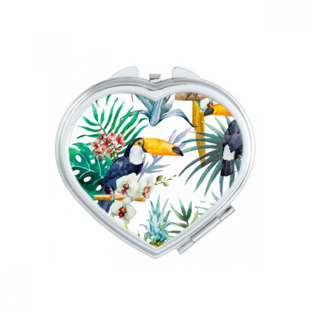 Miroir de maquillage compact oiseaux sur le coeur pour vos retouches en voyage