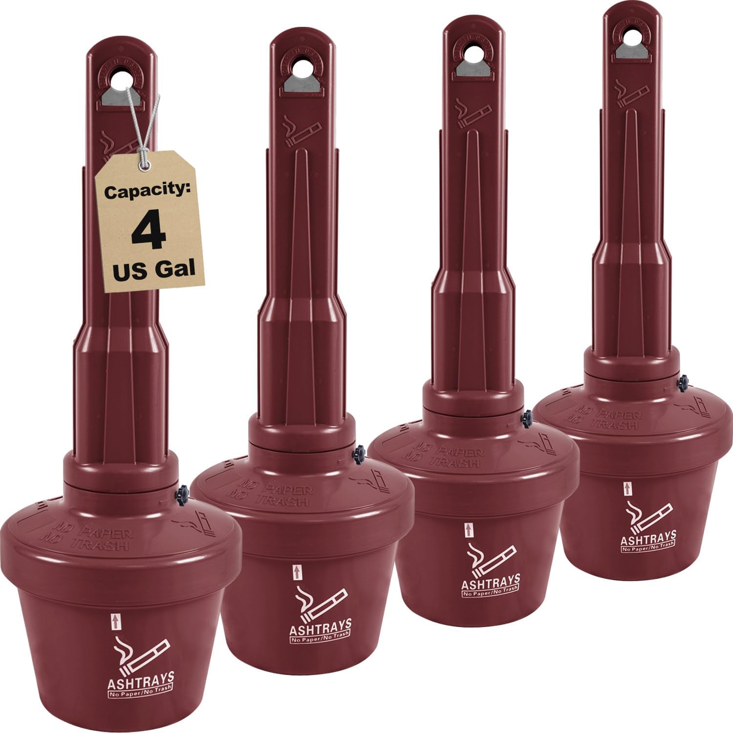 Standing Cigarette Butt Receptacle, Outdoor Ashtray Can with Flame-Retardant Polyethylene Housing, Safe Cigarette Butt Disposal for Home Décor, Public Building (4Gal-4Pack-Coffee)