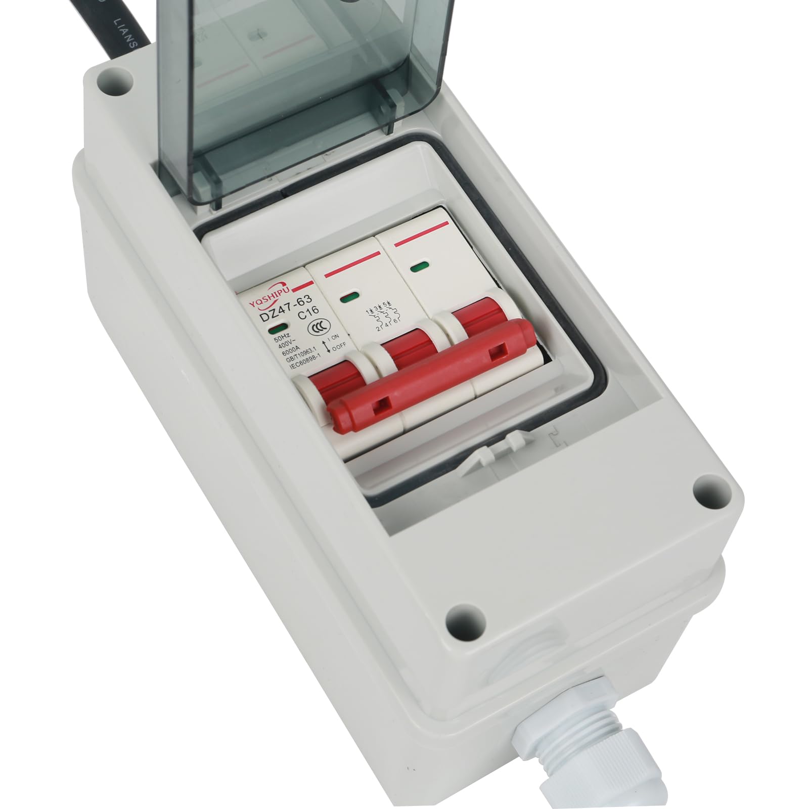 Adattatore CEE ad alta corrente, 32A a 16A 5G2.5 5P, spina 32A su presa CEE rossa 16A, spina 32A su 16A accoppiamento con interruttore di protezione del cavo, adattatore CEE ad alta corrente, 2 cavi