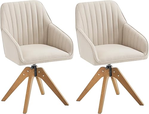 Miniatura 9 de Furniliving Silla decorativa moderna de mediados de siglo, silla giratoria tapizada para sala de estar con brazos, silla de escritorio de oficina en