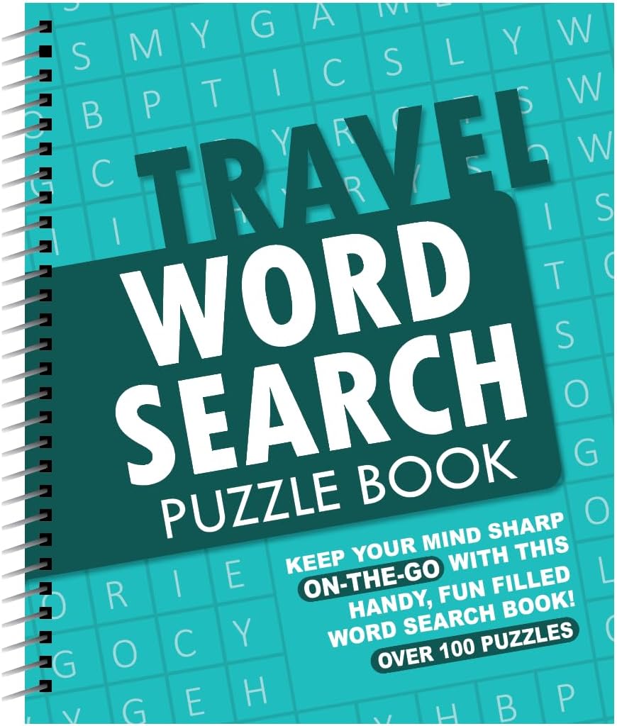 A5 Spiral Bound Travel Size Word Search Puzzle Books, Set of 4, Brain Teasers Travel Puzzles Book