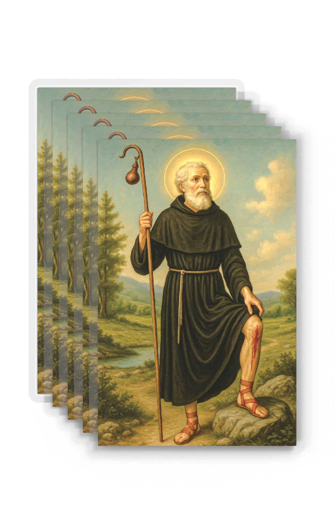 Shepherd's Grace Saint Peregrine Prayer Cards – Set of 5 Laminated Catholic Holy Cards, Prayer of Saint Peregrine for Strength and Healing, Wallet Size 4.5 x 2.75 in