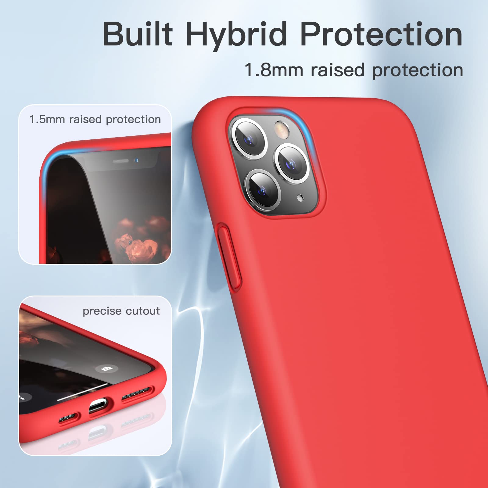 GOODVISH Cover per iPhone 11 Pro Max 6.5 '', Silicone Morbida Case con Fodera in Microfibra, Protettiva Antiurto Antiscivolo Progettata per iPhone 11 Pro Max Custodia, Rosso