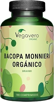 Organic Bacopa Monnieri Vegavero  | 750mg Brahmi Per Tablet | Natural Bacosides | NO Additives, Lab-Tested | 180 Tablets | Vegan