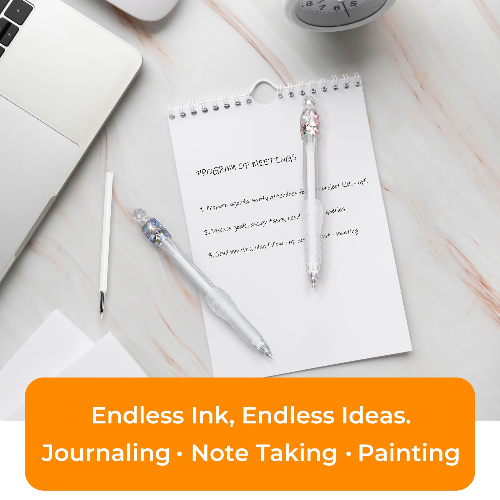 8 Pcs Gel Pens - 0 7mm Fidget Rotating Black Ink Fine Point Smooth Writing - Soft Grip — view 7