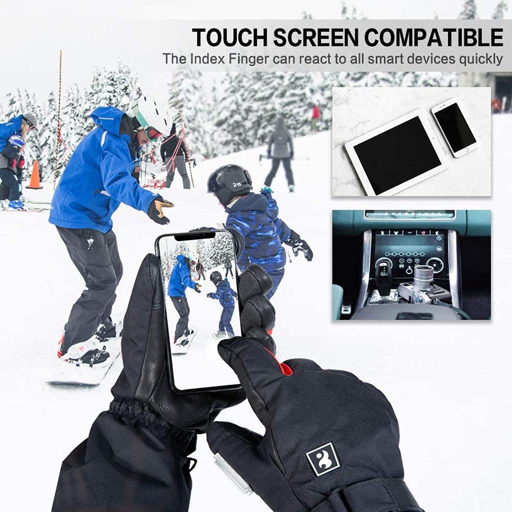 CHEWYNP Guantes calefactables de Piel de Cabra, para Hombres y Mujeres, 3000 MAh, Recargables, eléctricos, para Artritis, Calentadores de Manos, Guantes de esquí calefactables, Mitones, ni