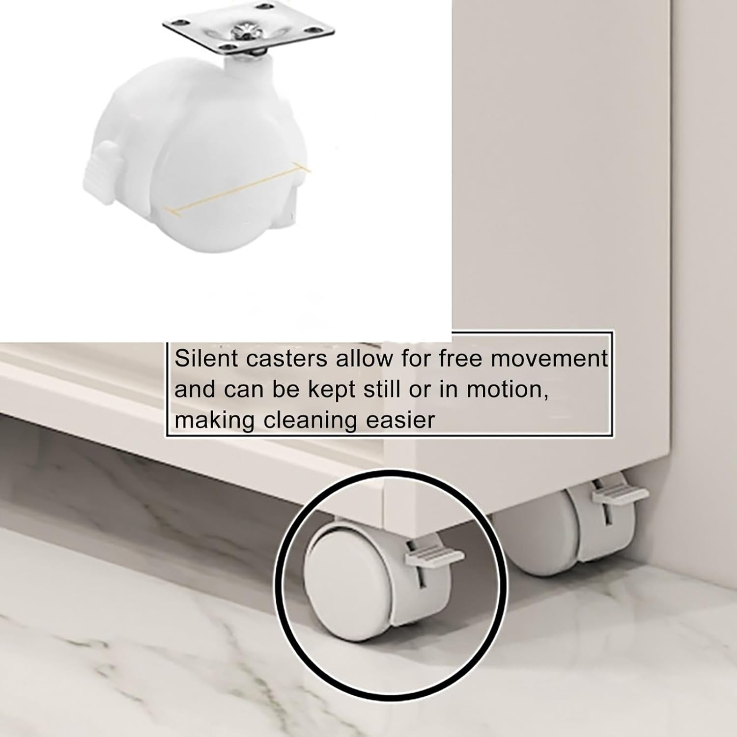 PAKMEZ Slim Rolling Storage Cart, with Wooden Top and Metal Handle, Space Saving, Easy to Clean, for Laundry Kitchen Bathroom Narrow Places Small Corner(Gray,48 * 15 * 69cm/18 * 5 * 27in)