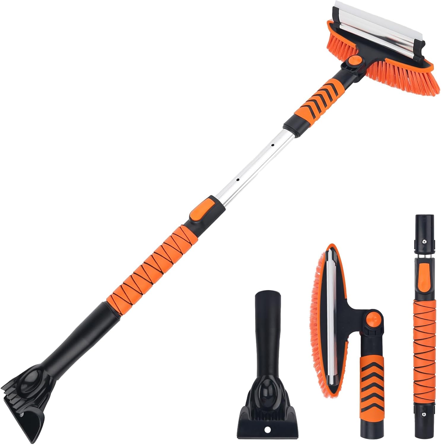 KeFanta Snow Removal Brush and Ice Scrapers for Car Windshield, 3 in 1 Heavy Duty 42'' Extendable Broom for SUV and Truck Window, Automotive Winter Accessories