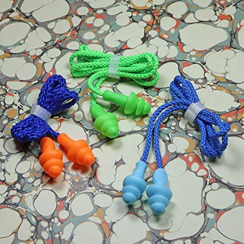 Image of 25 Pairs Corded Ear Plugs Soft Silicone Reusable Earplugs Noise Cancelling for Hearing Protection, Sleeping (Orange)