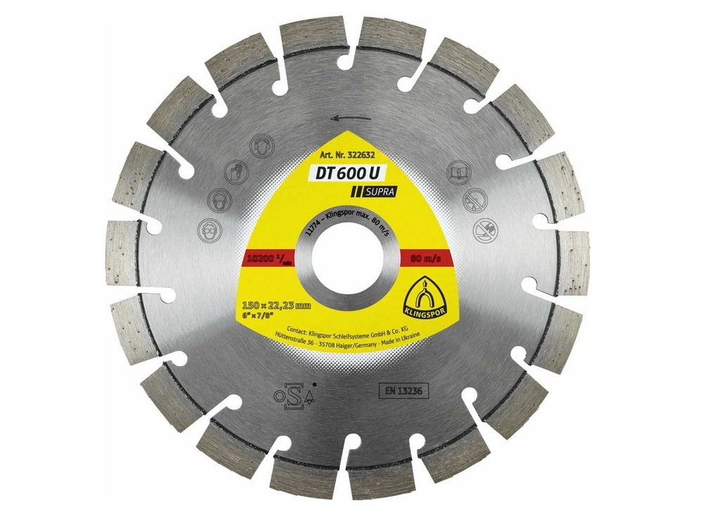 DT 600 U Dischi diamantati, 140 x 2,4 x 22,23 mm 17 segmenti 20 x 2,4 x 9 mm, dentatura corta