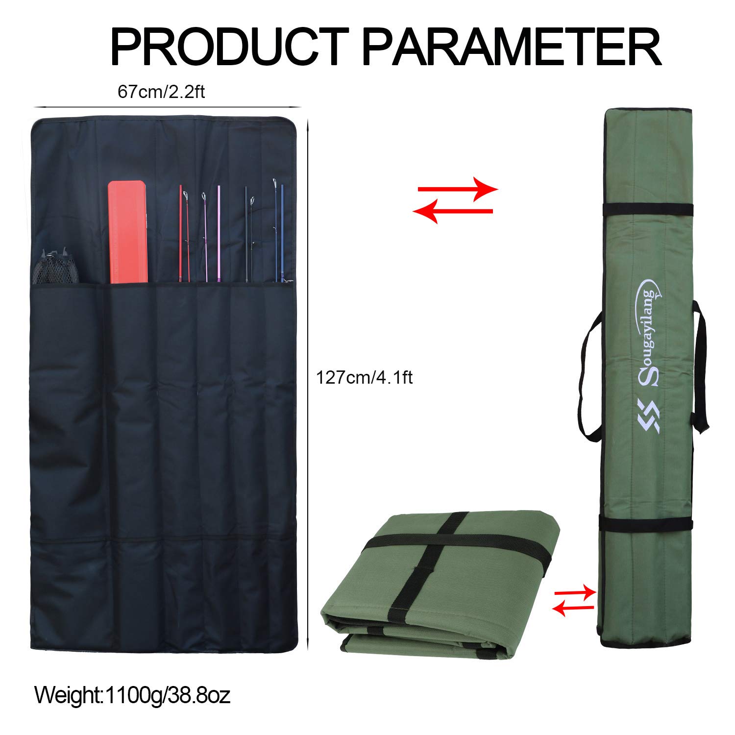 Sougayilang, Borsa per Canna da Pesca in Tela, Organizer per canne da Pesca e Mulinello, Organizer per Viaggi, Regalo per Padre, Fidanzato e Famiglia