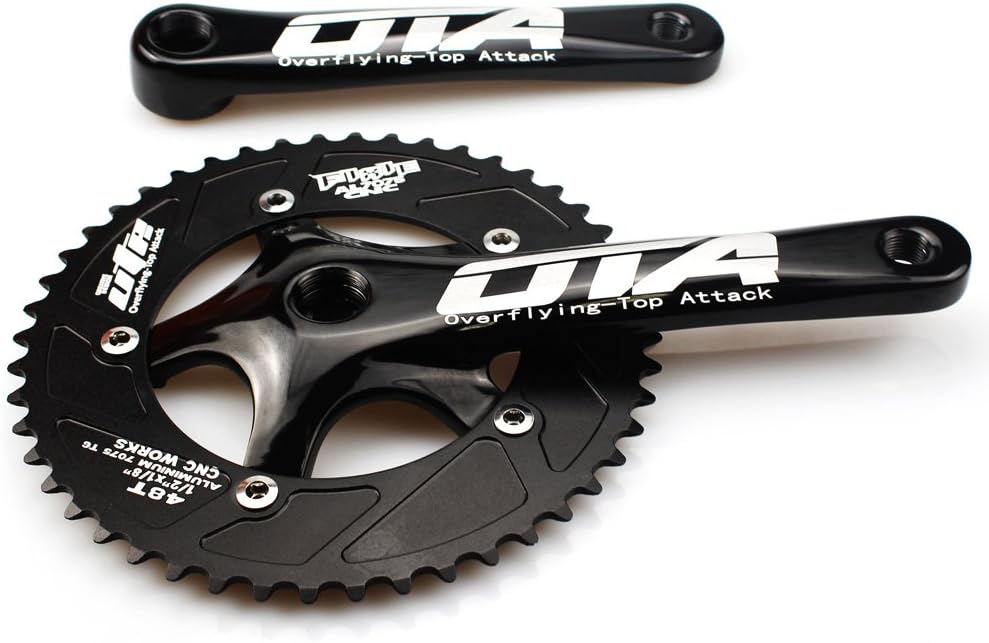 FOMTOR Fixie Crankset 44T / 48T 130mm BCD Single Speed Fixed Gear Track Bicycle Crankset Fixie Crank Set 170mm Crank Arms