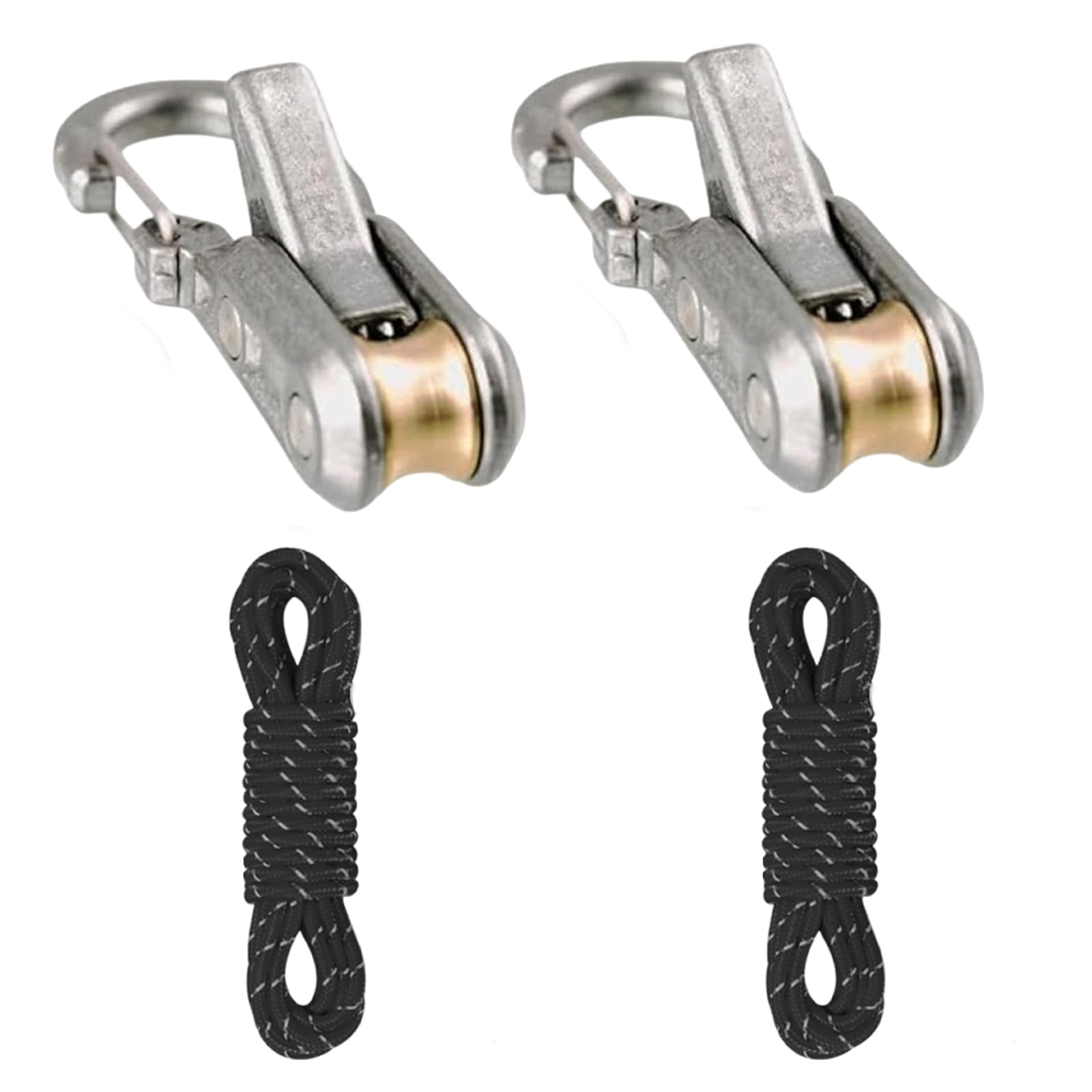 Avzyardy 2 Pack Black 2/4/6-Pack Rope Roller Cam Lock Tensioner, Cord And Rope Tightening Tool With Carabiner Clips, Fast Adjustable Ropes Tie-Down Kit For Camping Hiking Tarp Boat & Outdoor