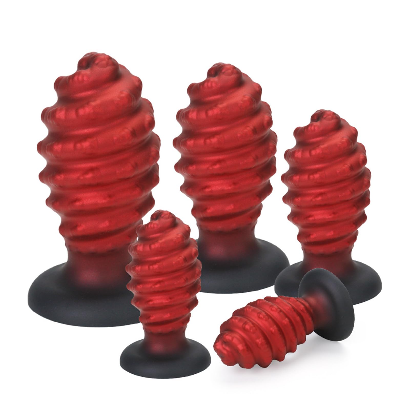 Plug anale a spirale in silicone, dildo anale mostruoso con ventosa, 5 misure, massaggiatore for la prostata, dilatatore anale, giocattolo sessuale for uomini e donne(S+m+l+xl+xxl)