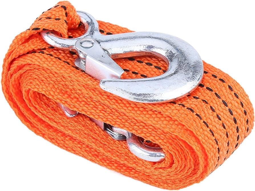Cuerda para Remolcar 3,5T 4Metros/ Correa de Arrastre para Remolque/Cable De Remolque De Acero para Remolques 4metros con Dos Ganchos a Ambos Extremos Resistencia De hasta 3,5Toneladas(4Metros)