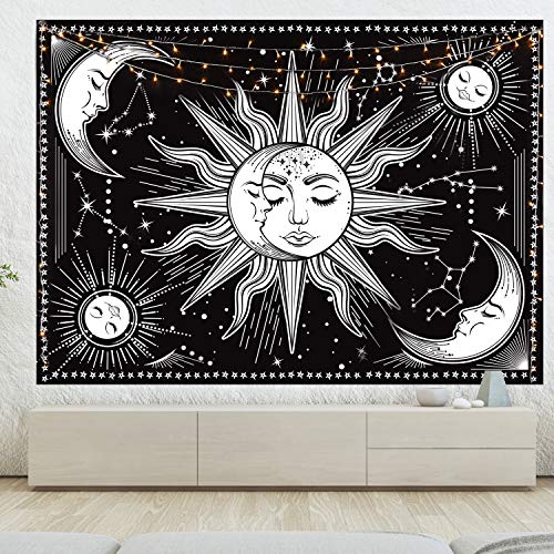 Hotmir Wall Tapestry Black And White - Aesthetic Tapestry Wall Hanging Moon Tapestry As Wall Art For Bedroom, Living Room, Dorm Decor - Printed Without Fringe (51.2X59.1 Inches, 130X150 Cm) #TOP3