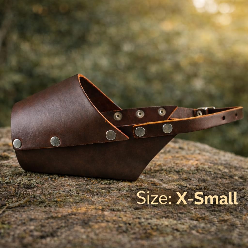 JorVet Leather Muzzle for Dog | Comfortable & Durable to Prevent Biting | Vet-Approved for Safety | Adjustable & Secure Fit | Extra Small | Brown
