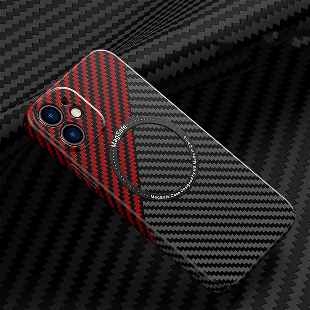 LMEIL Carbon Fiber for iPhone 12 13 14 pro Max Case Wireless