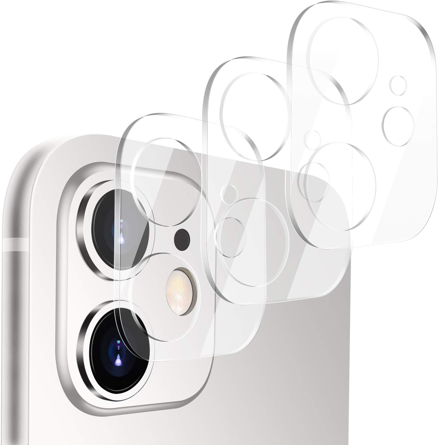 Woffoly 3 Pack Camera Lens Protector Screen Cover for iPhone 11, Kucheed 9H Tempered Glass HD Clear Film, Phone Accessories Back Lens Screen Ultra-Thin Protector Sticker