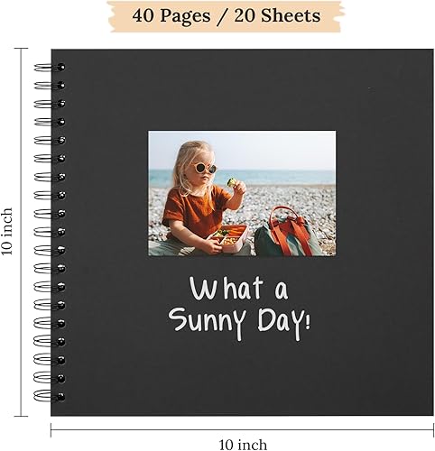 Vista 242 de Álbum de recortes de 8 x 8 pulgadas, álbum de recortes de papel kraft de tapa dura, álbumes de fotos, 40 páginas, perfecto para fotos de 4 x 6 / 5 x