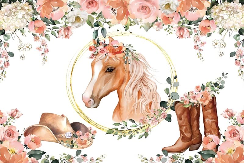 Pferde-Cowgirl Geburtstags-Hintergrund 1,5x0,9 M – Pink, Polyester, Für Fotokabine & Partydeko