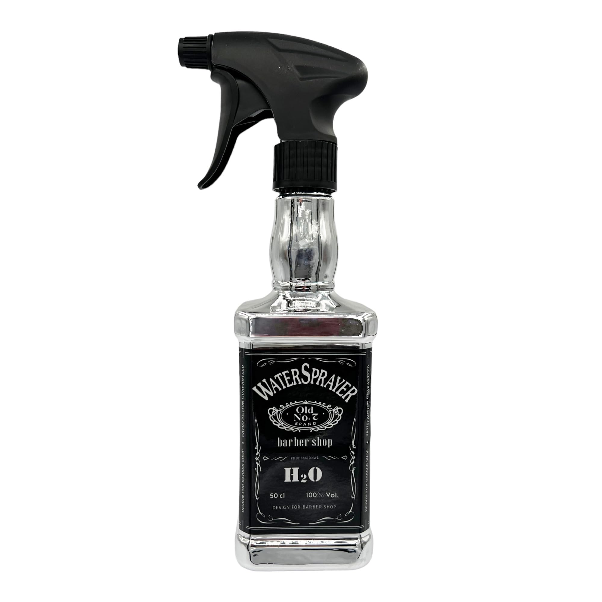 Eson Hair Water Spray Bottle 500ml, Whisky Style Spray Bottle for Hair, Mist Plant Mister, Barber Salon Hairdresser - Retro Stylish, Empty Refillable Sprayer for Cleaning (Silver)