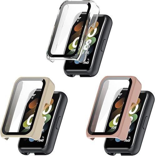 Miniatura 5 de Paquete de 3 Funda protectora de pantalla de vidrio templado compatible con Huawei Honor Band 67, Huawei Band 66 Pro7 de cobertura completa (paquete