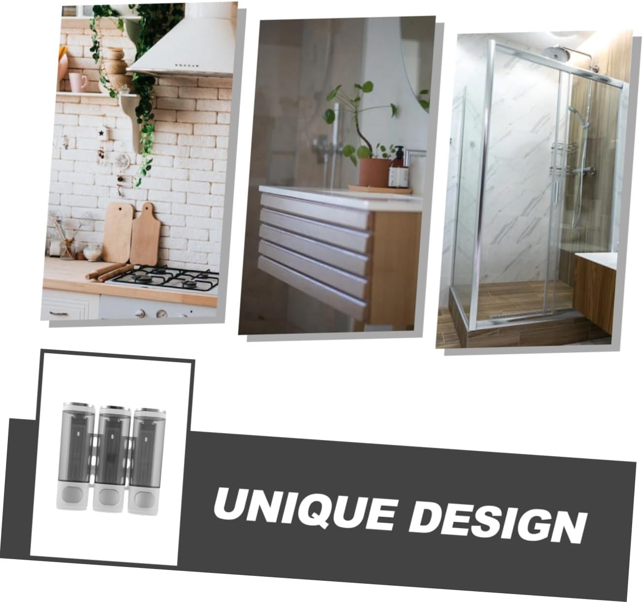 Toyvian Wall Mounted 3-Chamber Manual Soap Dispenser, Shampoo and Conditioner Holder for Bathroom Shower, Electroplated White Finish, Space-Saving Shower Accessory