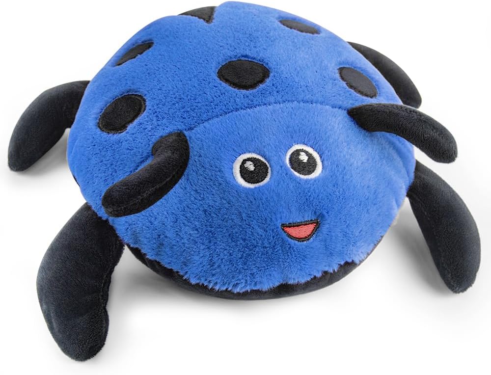 Microwavable Heating Pad for Pain Relief, Cute Unscented Stuffed Animal Moist Heat Pad for Neck, Shoulder, Stitched Heatable Soft Pillow for Cramps, Period, Gift for Women & Kids (Blue) Warm Hug Pad - Blue Ladybug