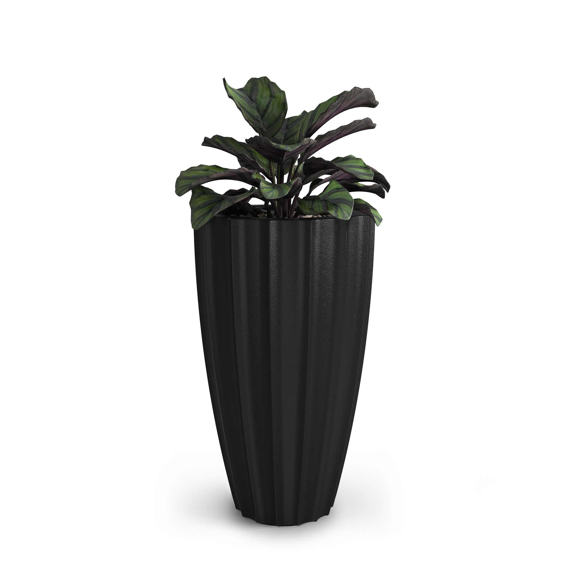 Vaso Alto Mayne Sedona 2832-B, 71,1 Cm, Diametro 40,6 Cm, Colore Nero, In Polietilene Con Serbatoio D'acqua Da 6,6 Litri, Resistente Agli Urti E Ai Raggi UV, Design Industriale - 2