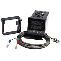 Vista 8 de REX-C100 Digital PID Temperature Thermostat Controller with M6 Thread Type K Thermocouple SSR/Relay Output Controller Kit(Controller Set 1m,Relay