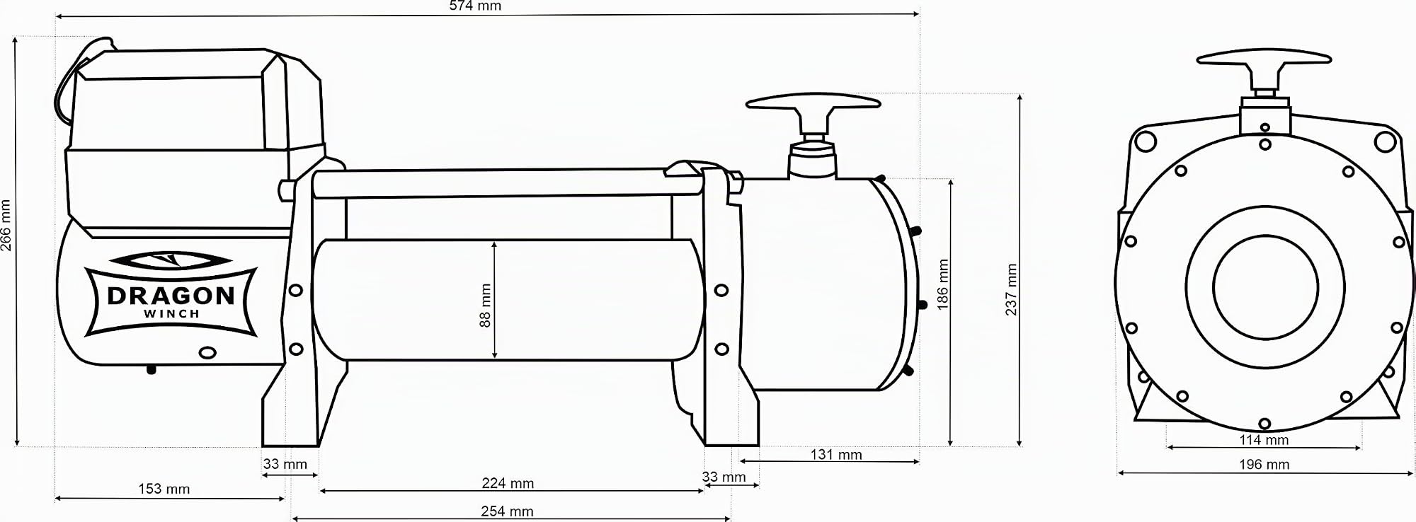 DRAGON WINCH - Verricello Elettrico Truck 12V 16000 lbs (7257 kg) Cavo in Acciaio 31m per Vigili del Fuoco, Veicoli Commerciali e Furgoni | incluso telecomando senza fili + accessori per verricello