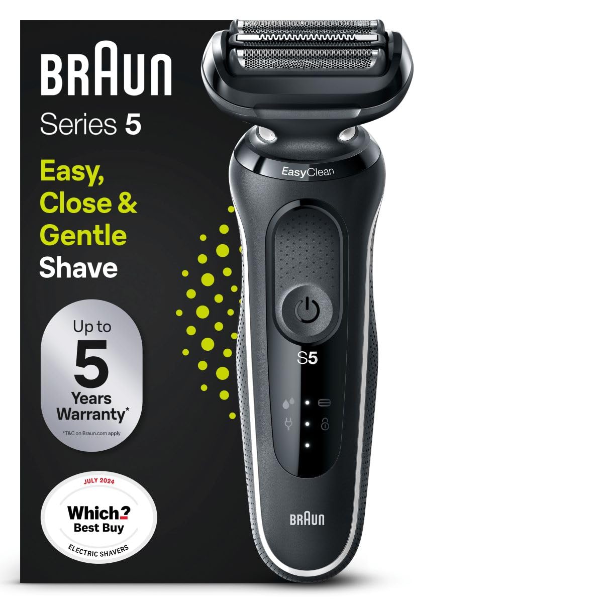 Series 5 Electric Shaver, Foil Shaver With 3 Flexible Blades, 100% Waterproof, Wet & Dry Electric Razor for Men, 50-W1000s, White Rated Which? Best Buy