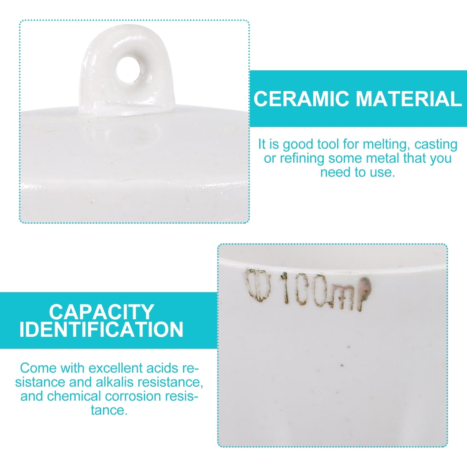 VILLCASE Crogiolo in ceramica, 100 ml, crogiolo in porcellana con coperchio, resistente alle alte temperature, crogiolo da laboratorio con coperchio per scuola, laboratorio