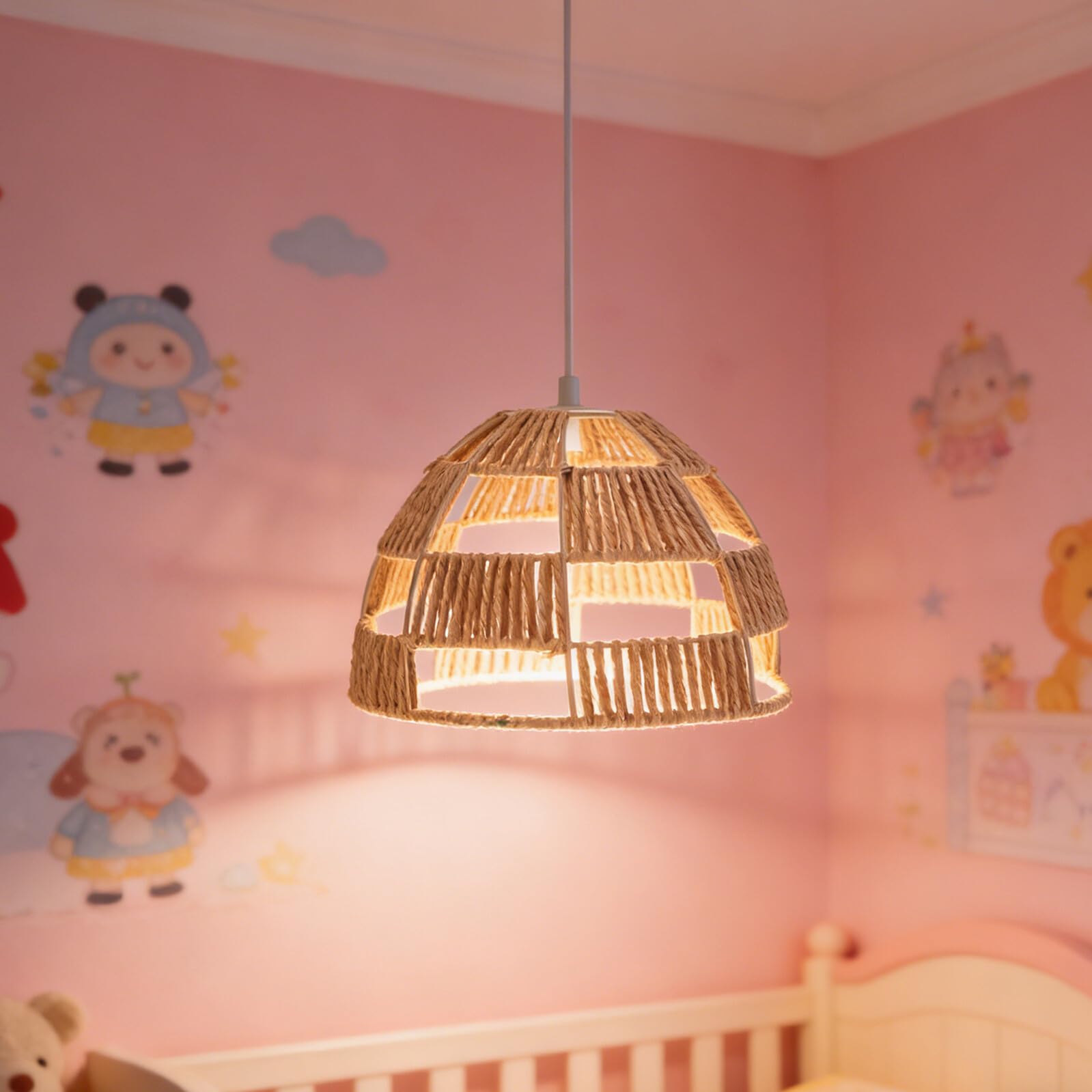 Paralume in Carta Intrecciata Design Boho per Lampada da Tavolo da Terra, Diffusore Luce Calda per Sala da Pranzo o Camera