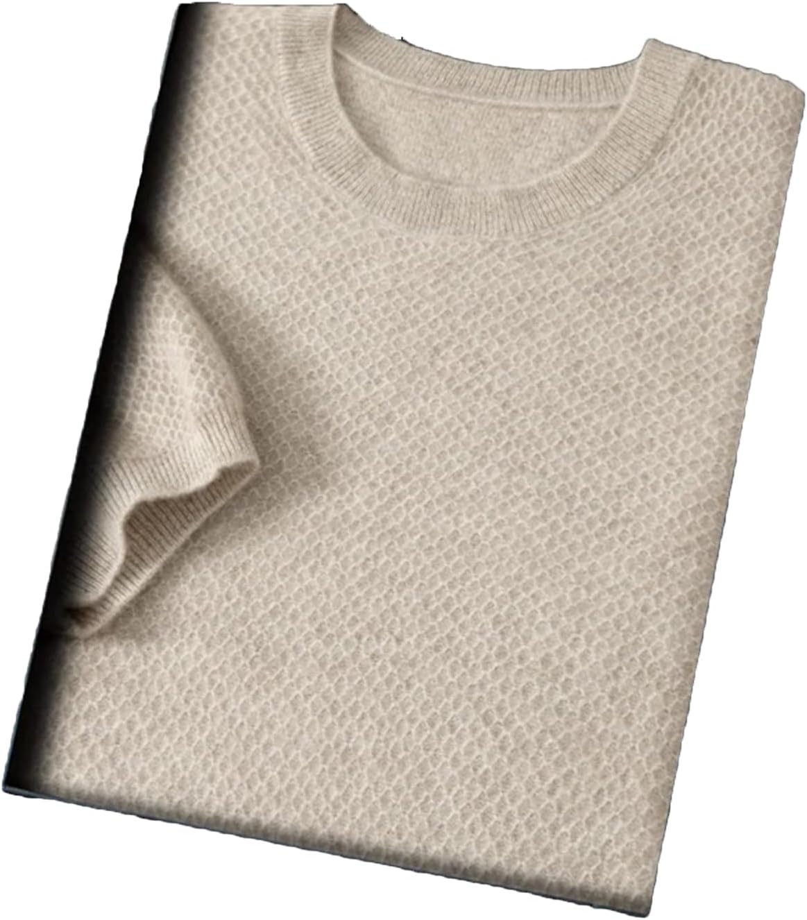 Alloaone Men's Sweater O-Neck Short Sleeve Shirt Loose Knitted Sweater Casual Pullover