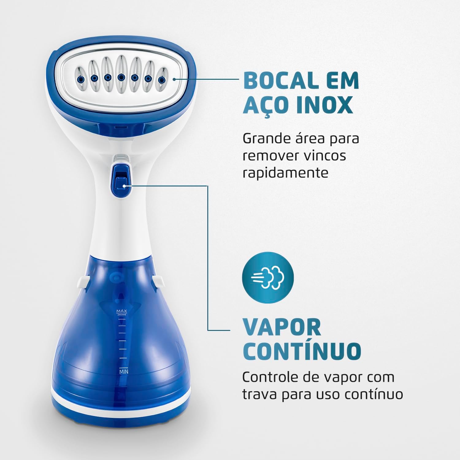 Passadeira A Vapor Portátil Fast Steam, Mondial, Branco/Azul, 1500W, 6 61B7It86D8L. Ac Sl1500