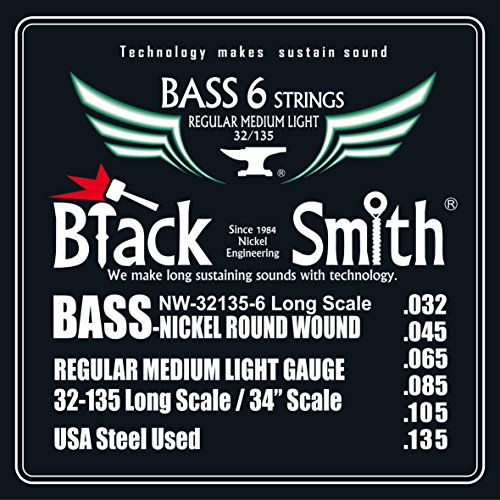 Black Smith 32-135 34″ Jeu de 6 Cordes pour Basse électrique - Les Beatles, Paul McCartney, John Lennon, RIngo Starr, George Harrison Black Smith 32-135 34" Jeu de 6 Cordes pour Basse électrique