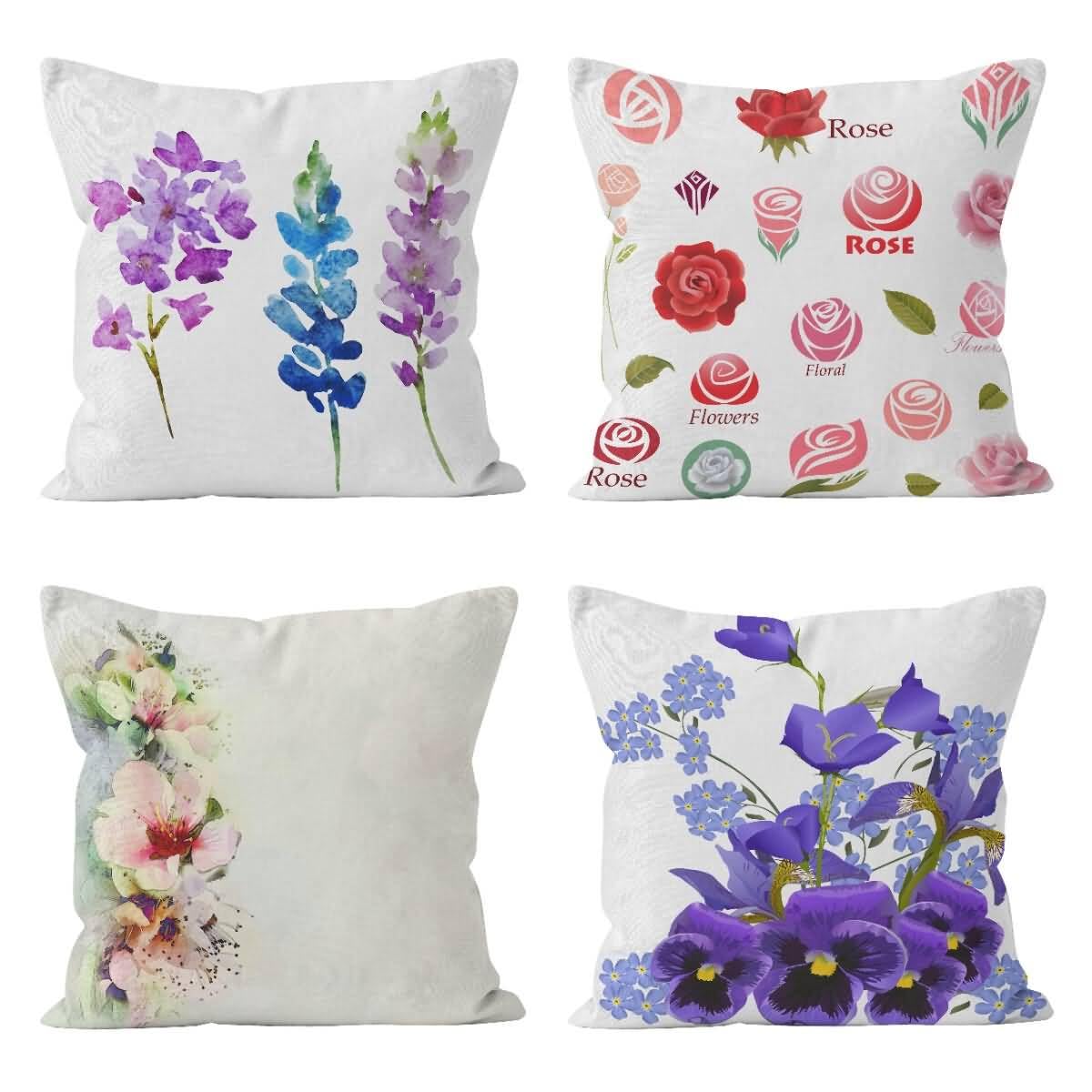 Taie d'oreiller traversin percale housse coussin fleur 50x50