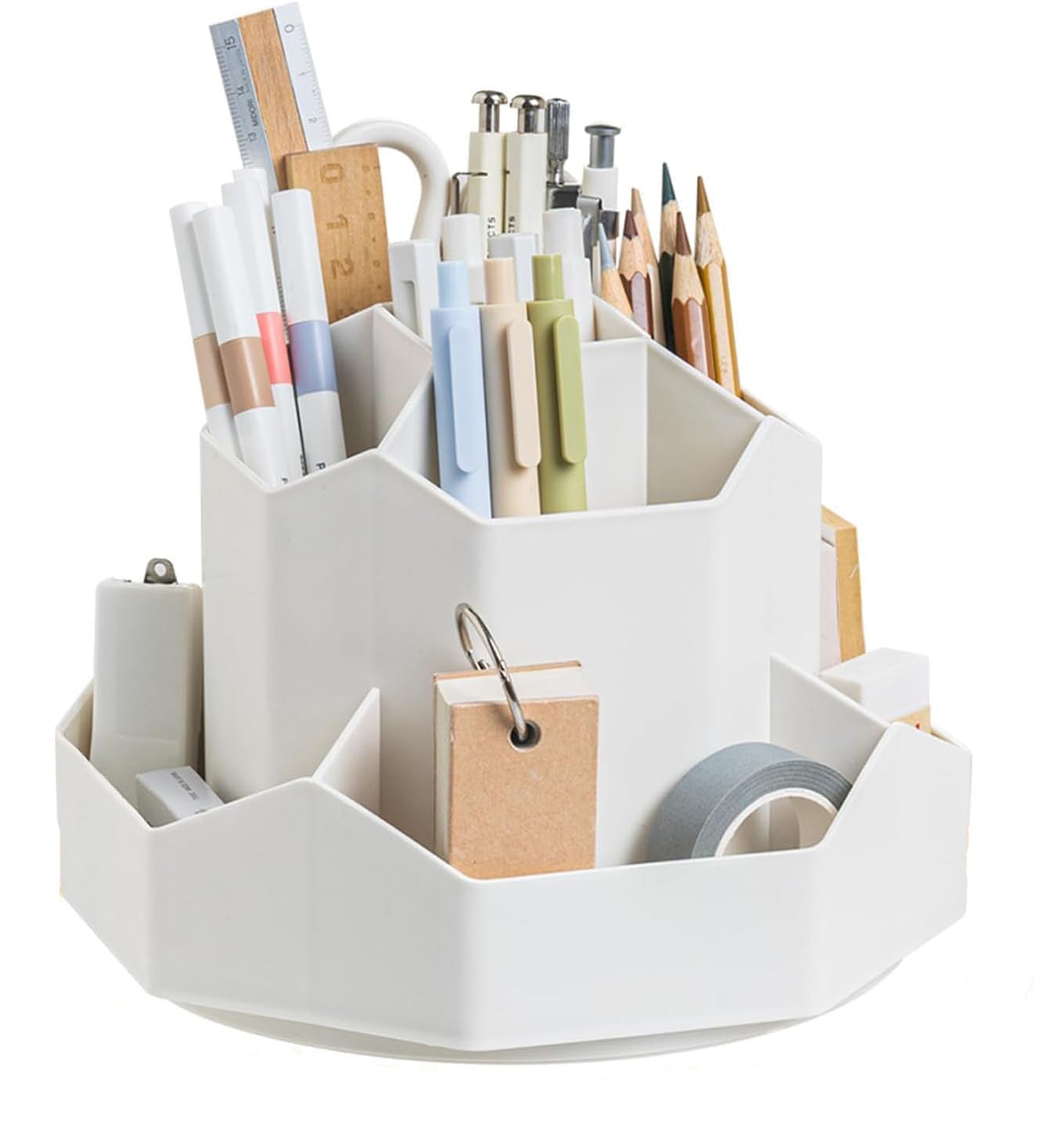 Rotating Pen Holder, 360-Degree Spinning Desk Organizer with 9 Compartments, Multi-Functional Pencil Holder for Office Supplies, Perfect Desk Accessory for Home, School and Workplace