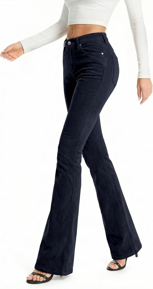 Hybrid & Company Pantalones elásticos con corte tipo bota para mujer