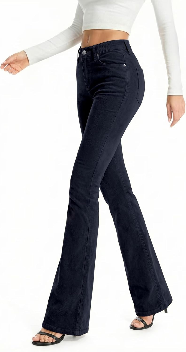 Hybrid & Company Super Comfy Stretch Women 5 Pockets Corduroy Boot Cut Pants