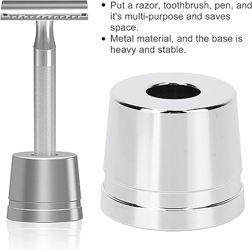 Miniatura 4 de Soporte multiusos, soporte para afeitadora de metal plateado, base de pedestal, tamaño compacto, regalo para hombres