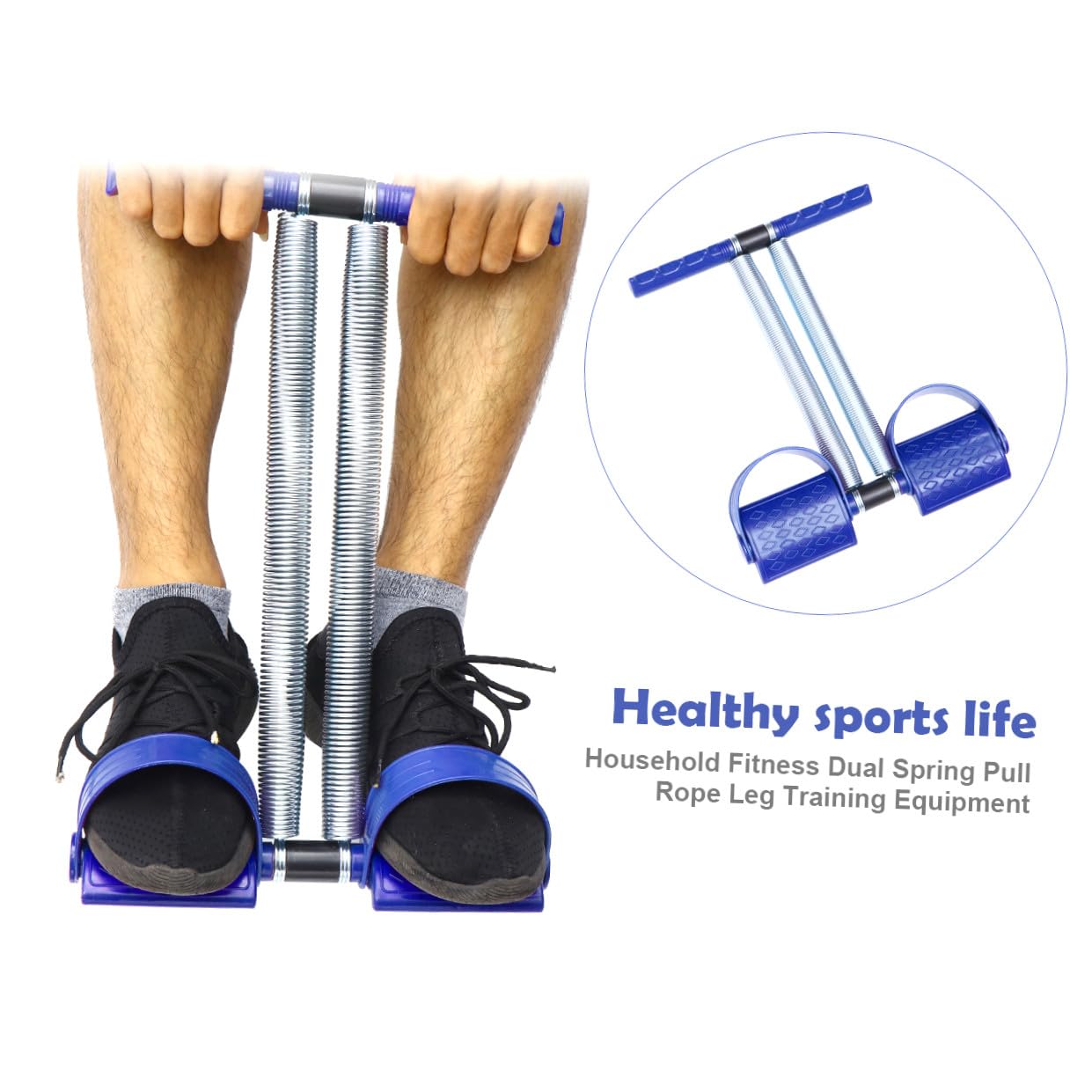 Hemobllo Tenditore del pedale gamba estrattore palestra passo-passo rafforzamento fascia di resistenza del pedale multifunzione attrezzature per il fitness Blue
