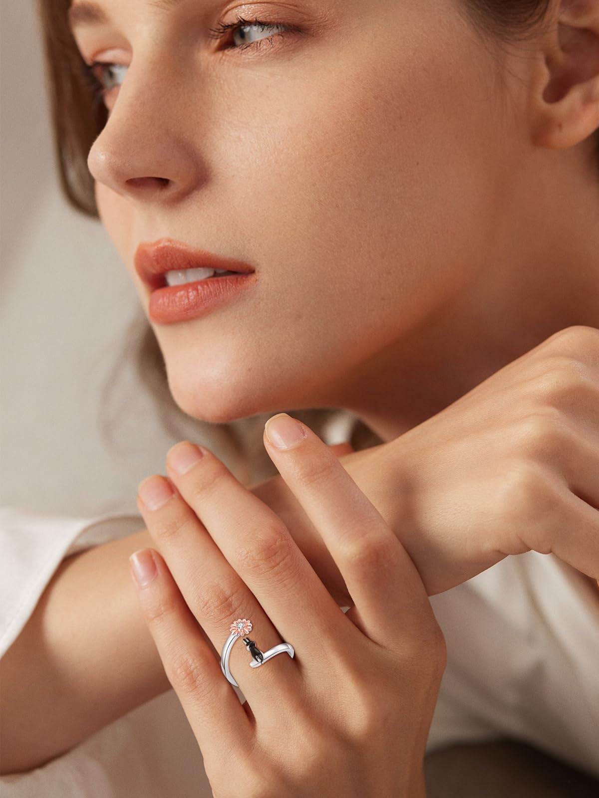 praymos Anillos de plata de ley 925 con diseño de tortuga, hipoalergénicos, ajustables, para mujeres y niñas, regalo de cumpleaños